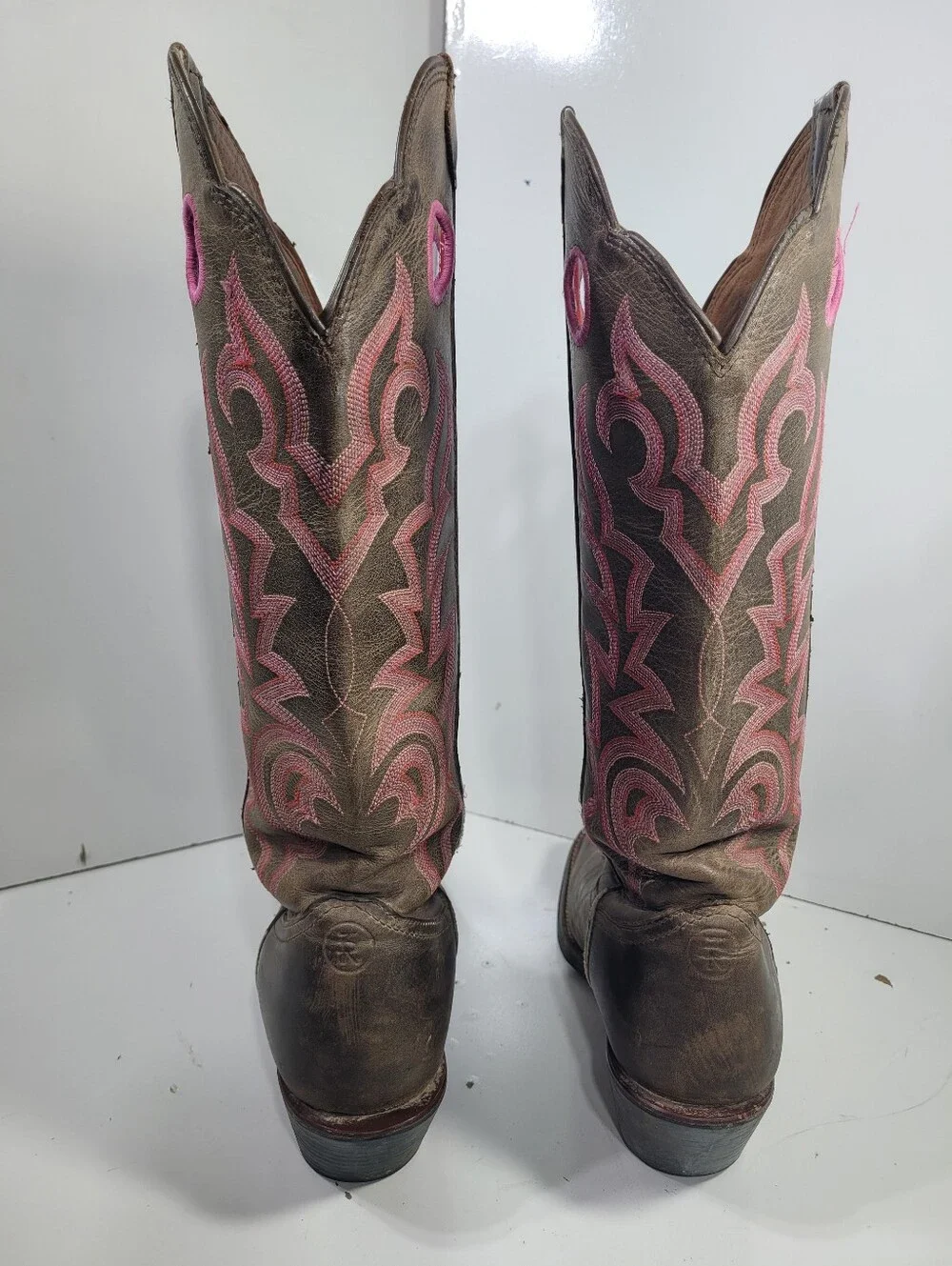 Tony Lama Women’s Tall Buckaroo Cowboy Boots Size 8.5 B Brown Pink RR2008L 16